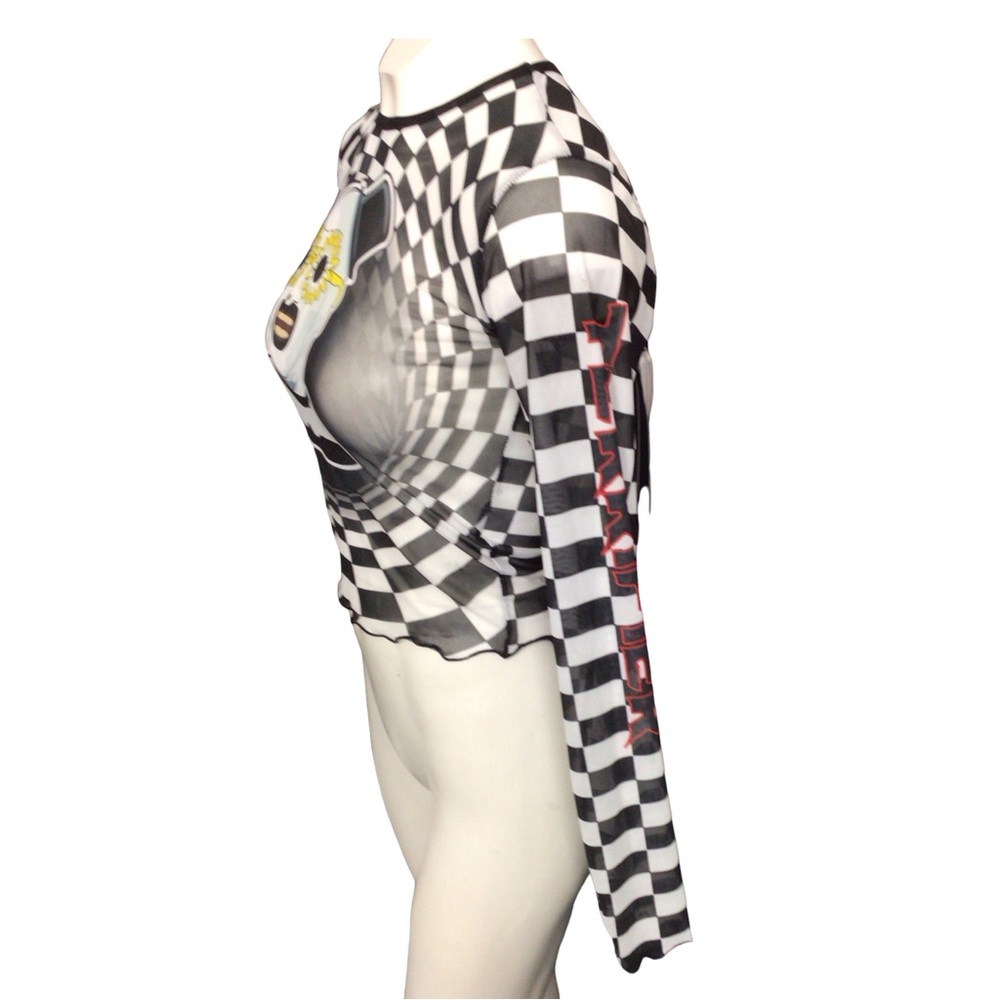 Black and White Checkered Crop Top - Picture 2 of 4